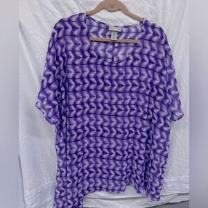 Catherines Plus Size 1X 18/20w Purple Sheer Angle Cut Blouse Shirt Top Coverup